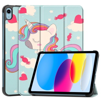 Husa tableta compatibila Apple iPad 10 2022 10.9, FoldPro cu Microfibra, Auto Sleep/Wake, Unicorn