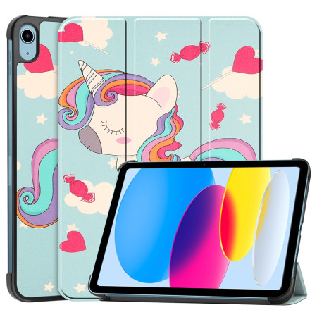 Husa tableta compatibila Apple iPad 10 2022 10.9, FoldPro cu Microfibra, Auto Sleep/Wake, Unicorn