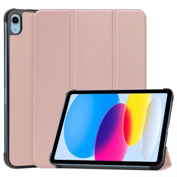 Husa tableta compatibila Apple iPad 10 (2022) 10.9, FoldPro cu Microfibra, Auto Sleep/Wake, Rose Gold