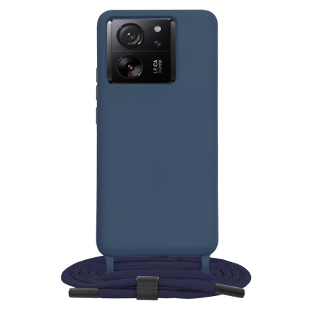 Husa cu Snur compatibila Xiaomi 13T / 13T Pro, Prindere la gat Reglabila, Crossbody, Blue