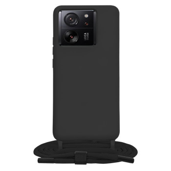 Husa cu Snur compatibila Xiaomi 13T / 13T Pro, Prindere la gat Reglabila, Crossbody, Black