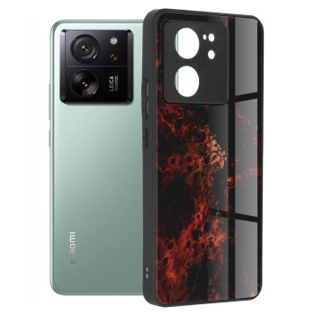 Husa telefon compatibila Xiaomi 13T / 13T Pro, Glass Spate din Sticla Securizata, Red Nebula