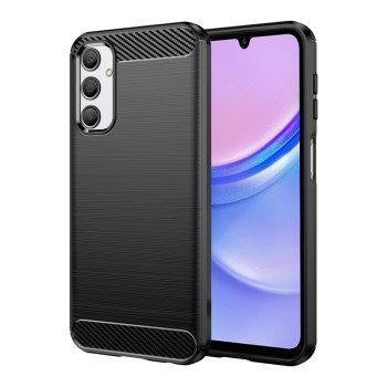 Husa Carbon compatibila Samsung Galaxy A15, Tech AntiSoc, Negru