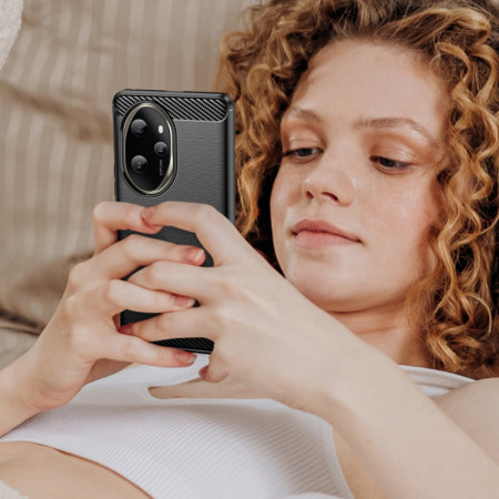 Husa Carbon compatibila Honor 100 Pro, Tech Protect AntiSoc, Negru