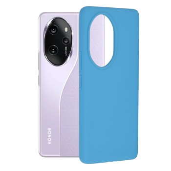 Husa de telefon compatibila Honor 100 Pro, Antiamprenta, Interior Microfibra, Camera Extra Pro, Denim Blue
