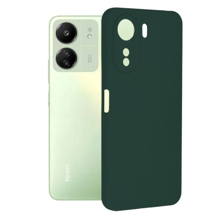 Husa de telefon compatibila Xiaomi Redmi 13C, Antiamprenta, Interior Microfibra, Camera Extra Pro, Dark Green