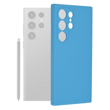 Husa de telefon compatibila Samsung Galaxy S24 Ultra, Antiamprenta, Interior Microfibra, Camera Extra Pro, Denim Blue