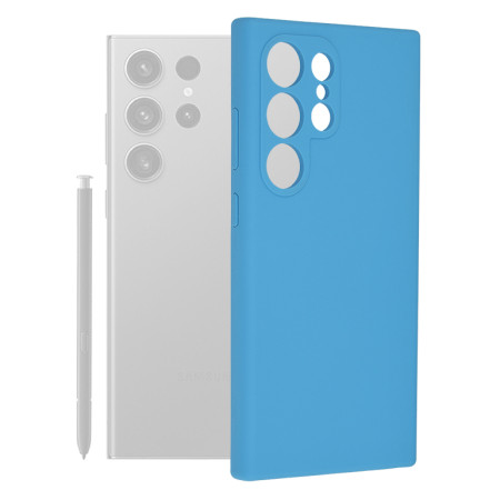 Husa de telefon compatibila Samsung Galaxy S24 Ultra, Antiamprenta, Interior Microfibra, Camera Extra Pro, Denim Blue