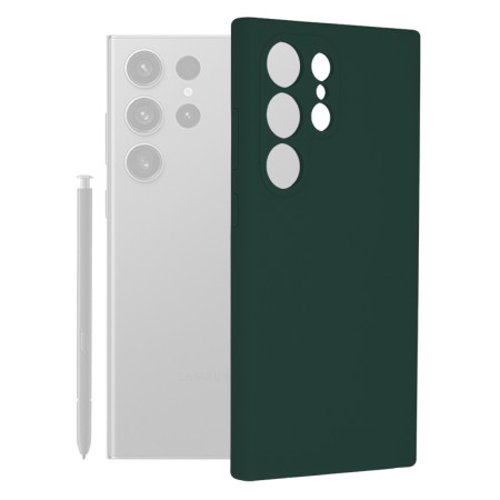 Husa de telefon compatibila Samsung Galaxy S24 Ultra, Antiamprenta, Interior Microfibra, Camera Extra Pro, Dark Green