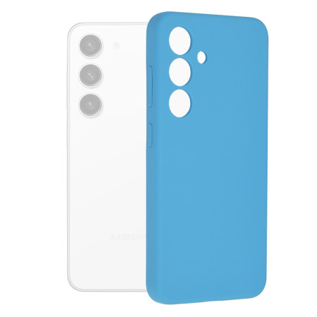 Husa de telefon compatibila Samsung Galaxy S24, Antiamprenta, Interior Microfibra, Camera Extra Pro, Denim Blue