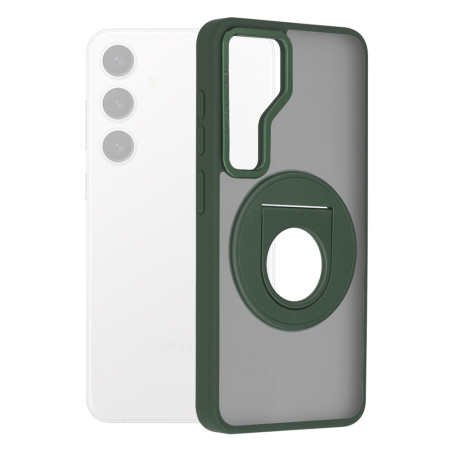 Husa MagSafe compatibila Samsung Galaxy S24 Plus, Atasare Magnetica, Ghost Holder, Matte Green