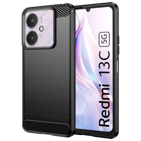 Husa Carbon compatibila  Xiaomi Redmi 13C 5G / Poco M6 / C65 Tech AntiSoc, Negru