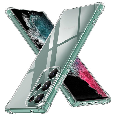 Husa Antisoc compatibila Samsung Galaxy S22 Ultra, PRO AirBag, Clear