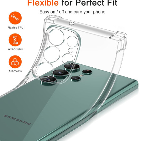 Husa Antisoc compatibila Samsung Galaxy S23 Ultra, PRO AirBag, Clear