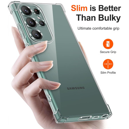 Husa Antisoc compatibila Samsung Galaxy S23 Ultra, PRO AirBag, Clear