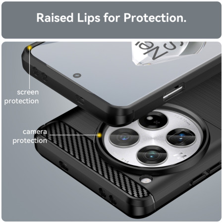 Husa Carbon compatibila OnePlus 12, Tech AntiSoc, Negru