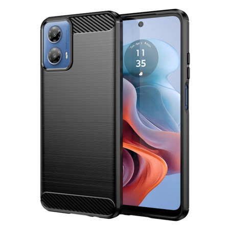 Husa Carbon compatibila Motorola Moto G34, Tech AntiSoc, Negru