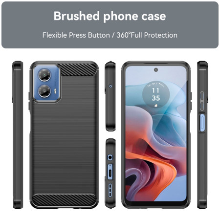 Husa Carbon compatibila Motorola Moto G34, Tech AntiSoc, Negru