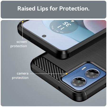 Husa Carbon compatibila Motorola Moto G34, Tech AntiSoc, Negru