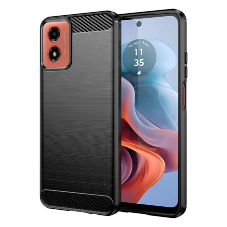 Husa Carbon compatibila Motorola Moto G04 / Moto G24, Tech AntiSoc, Negru
