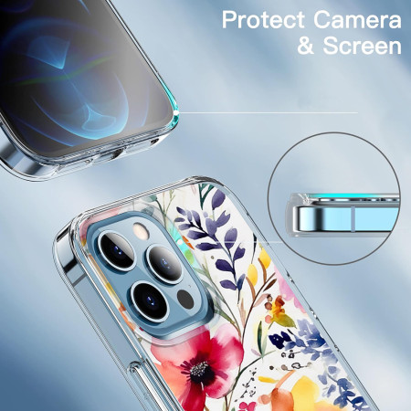Husa personalizata pentru Apple iPhone 14, MagSafe Atasare Magnetica, Antisoc, Model Flori 5