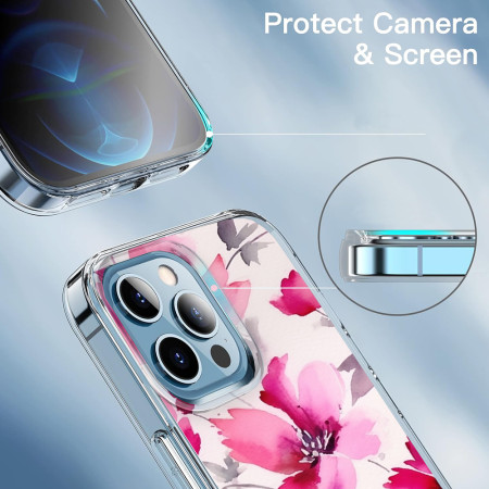 Husa personalizata pentru Apple iPhone 14, MagSafe Atasare Magnetica, Antisoc, Model Floral 6