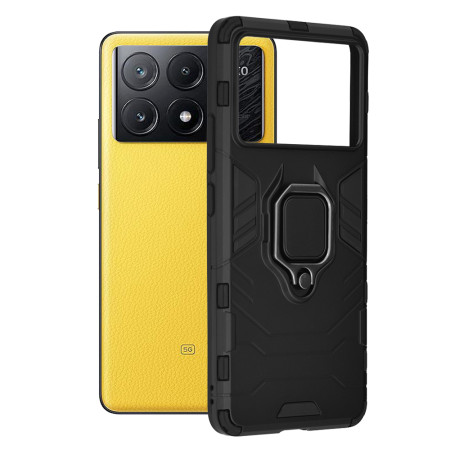 Husa telefon compatibila Xiaomi Poco X6 Pro, Inel Magnetic tip Suport Auto, Negru