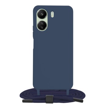 Husa cu Snur compatibila Xiaomi Redmi 13C, Prindere la gat Reglabila, Crossbody, Blue