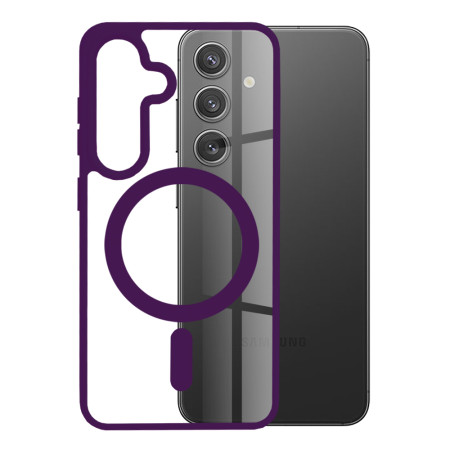 Husa MagSafe compatibila Samsung Galaxy S24, Atasare Magnetica, Clear Case, Purple