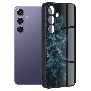 Husa telefon compatibila Samsung Galaxy S24 Plus, Tech Glass, Blue Nebula