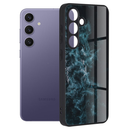 Husa telefon compatibila Samsung Galaxy S24 Plus, Tech Glass, Blue Nebula