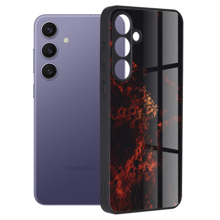 Husa telefon compatibila Samsung Galaxy S24 Plus, Tech Glass, Red Nebula