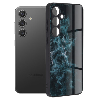 Husa telefon compatibila Samsung Galaxy S24, Tech Glass, Blue Nebula