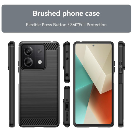 Husa Carbon compatibila Xiaomi Redmi Note 13 4G, Tech AntiSoc, Negru