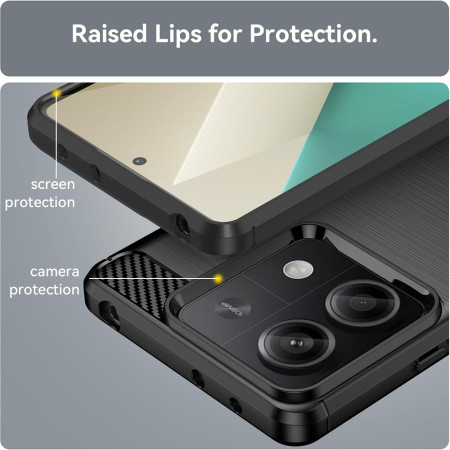 Husa Carbon compatibila Xiaomi Redmi Note 13 4G, Tech AntiSoc, Negru