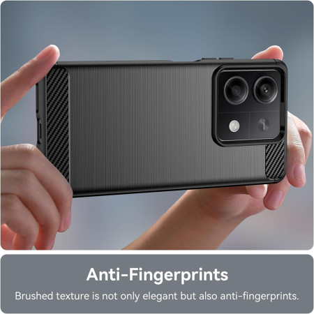 Husa Carbon compatibila Xiaomi Redmi Note 13 4G, Tech AntiSoc, Negru