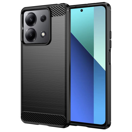 Husa Carbon compatibila Xiaomi Redmi Note 13 4G, Tech AntiSoc, Negru