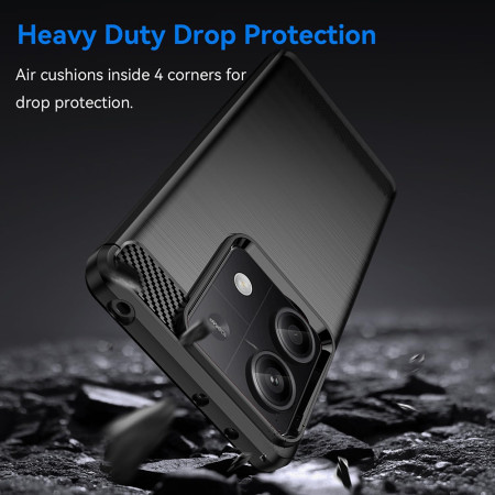 Husa Carbon compatibila Xiaomi Redmi Note 13 4G, Tech AntiSoc, Negru