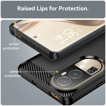 Husa Carbon compatibila Oppo Reno 11 Pro, Tech AntiSoc, Negru