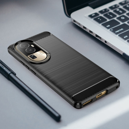 Husa Carbon compatibila Oppo Reno 11 Pro, Tech AntiSoc, Negru