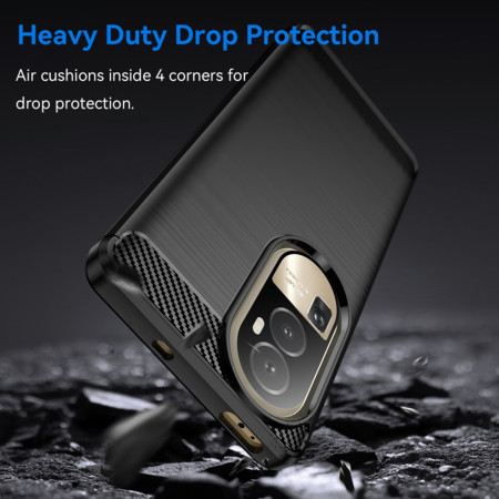 Husa Carbon compatibila Oppo Reno 11, Tech AntiSoc, Negru
