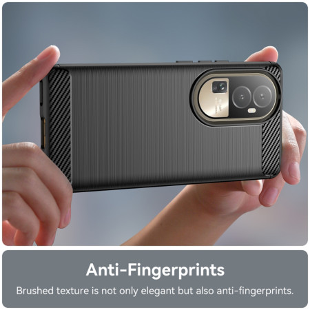 Husa Carbon compatibila Oppo Reno 11, Tech AntiSoc, Negru