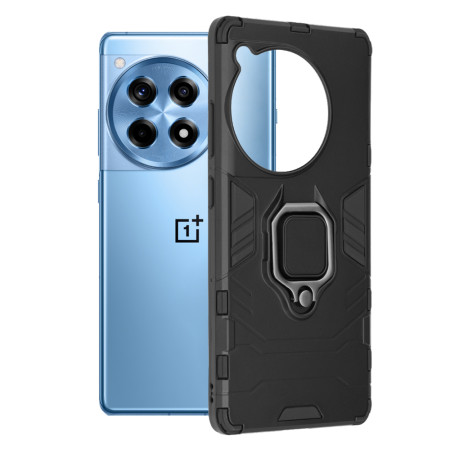 Husa telefon compatibila OnePlus 12R, Inel Magnetic tip Suport Auto, Negru