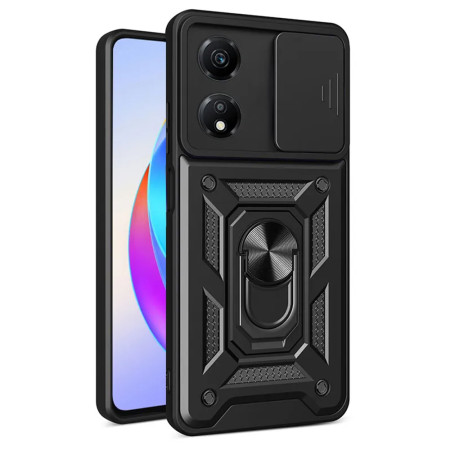 Husa telefon compatibila Honor X7b, Slide & Snap Premium, Magnetic Ring Holder, Negru