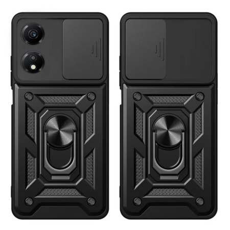 Husa telefon compatibila Honor X7b, Slide & Snap Premium, Magnetic Ring Holder, Negru