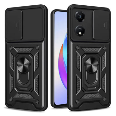 Husa telefon compatibila Honor X7b, Slide & Snap Premium, Magnetic Ring Holder, Negru