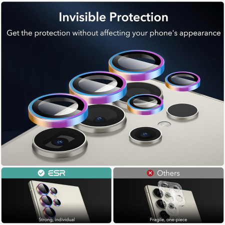 Folie Camera pentru Samsung Galaxy S24 Ultra ESR Lens Protector Tempered Glass, Chromatic