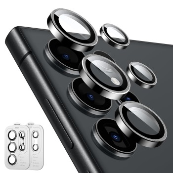 Folie Camera pentru Samsung Galaxy S24 Ultra set 2 ESR Lens Protector Tempered Glass, Black