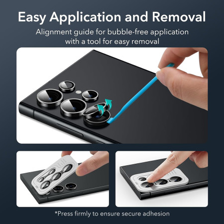 Folie Camera pentru Samsung Galaxy S24 Ultra set 2 ESR Lens Protector Tempered Glass, Black