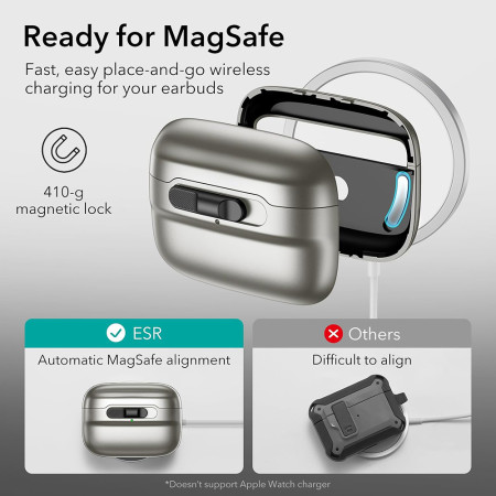 Husa pentru Apple AirPods Pro 1 / 2 ESR Pulse Magnetic HaloLock, Titanium